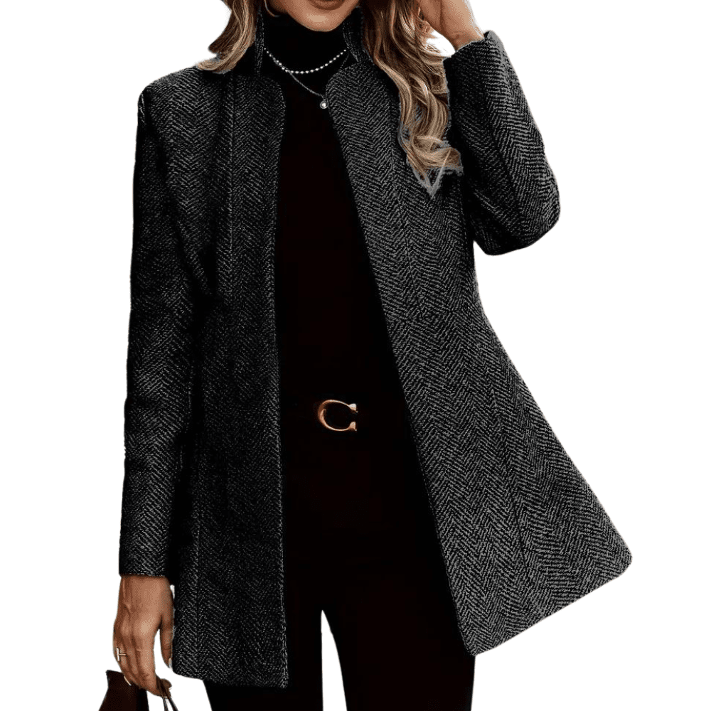Women's ankle length coat with single row buttons and notch lapels - Nalani - UK Fashion Clothing and Decor