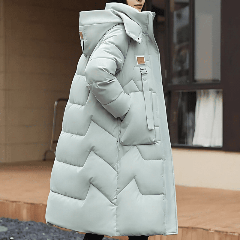 Women’s Long Trench Coat – Oversized Relaxed Fit – Quilted Padded – Hooded – High Collar - Nalani - UK Fashion Clothing and Decor