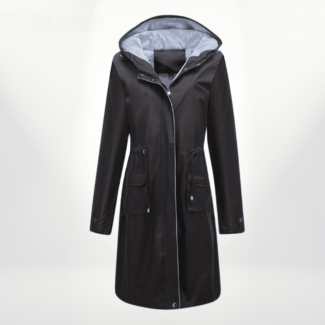 Women's waterproof over knee trench coat - Nalani - UK Fashion Clothing and Decor