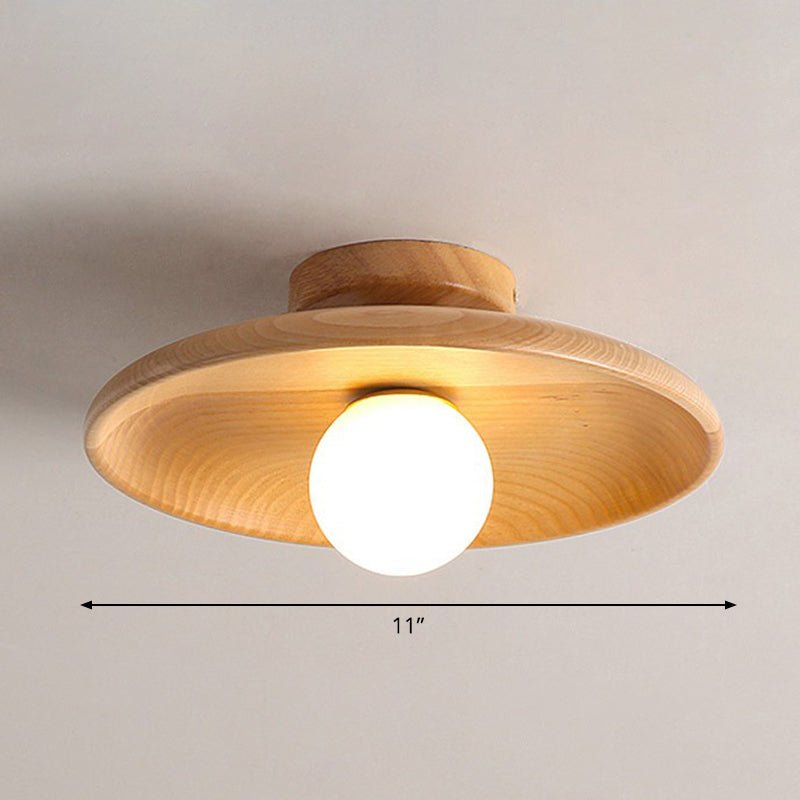 Wooden Bowl Ceiling Lamp Minimalist Semi Flush Mount Light - Nalani - UK Fashion Clothing and Decor