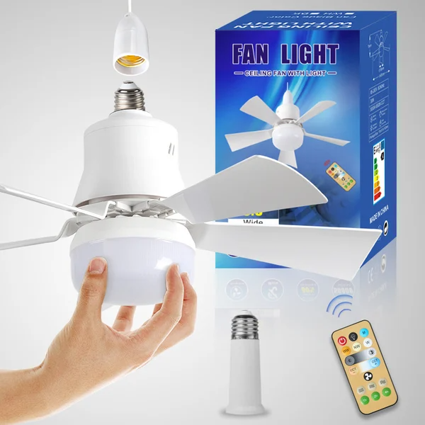2 In 1 Portable Ceiling Fan And Light With Remote Control White NALANI