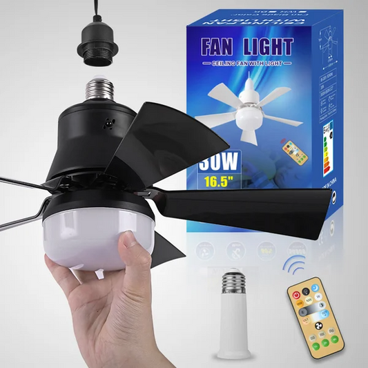 2 In 1 Portable Ceiling Fan And Light With Remote Control Black NALANI