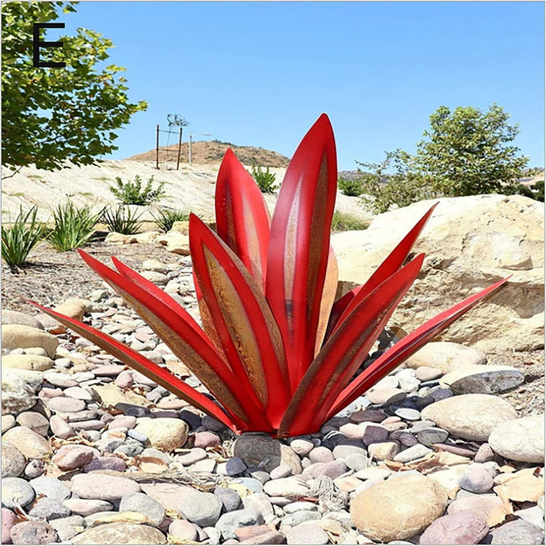 Anti-rust Metal Tequila Agave Plant Red Medium-13.8” NALANI