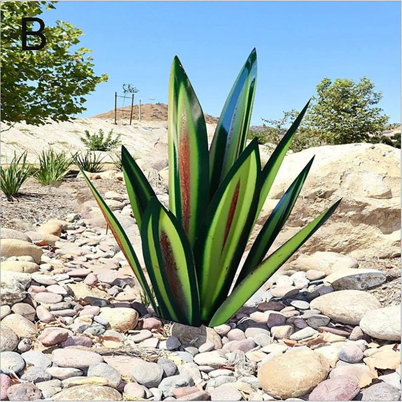 Anti-rust Metal Tequila Agave Plant Green Medium-13.8” NALANI