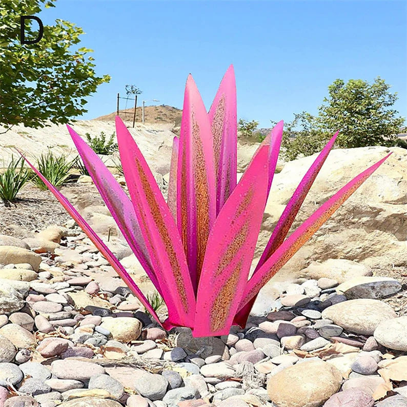 Anti-rust Metal Tequila Agave Plant Pink Medium-13.8” NALANI