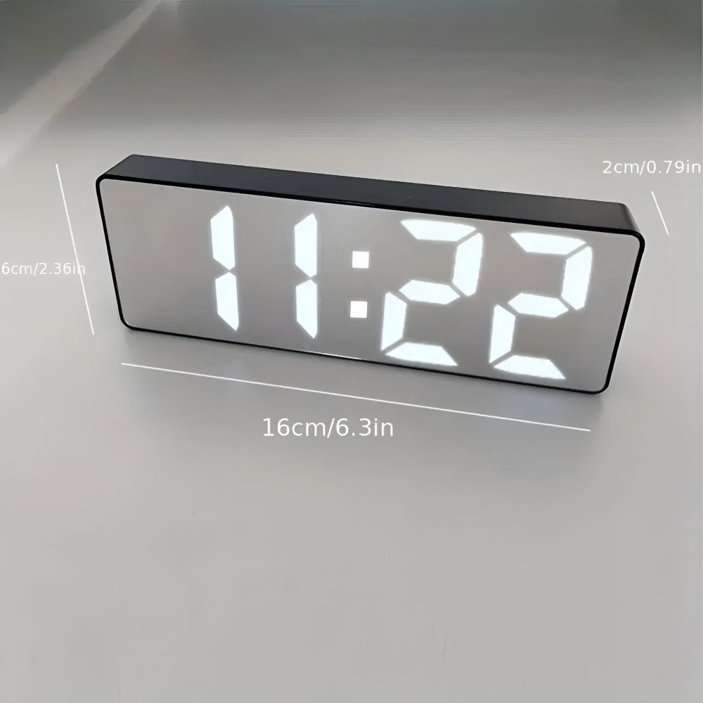 Chronel | Digital LED Mirror Alarm Clock – Sleek, Modern & Versatile Gloss Black NALANI