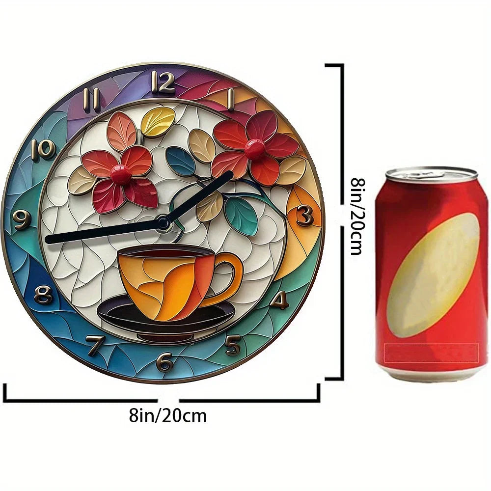 Coffee Themed Aluminum Wall Clock Decor For Kitchen NALANI