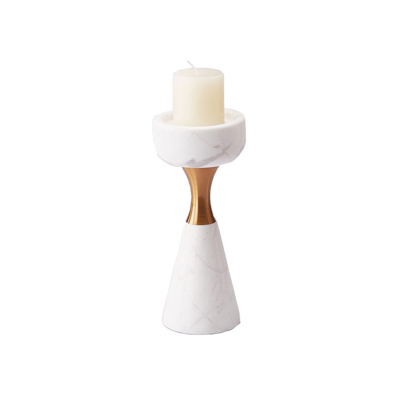 Elegant White Marble Candle Holder for Stylish Home Decor NALANI