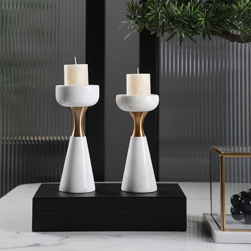 Elegant White Marble Candle Holder for Stylish Home Decor NALANI