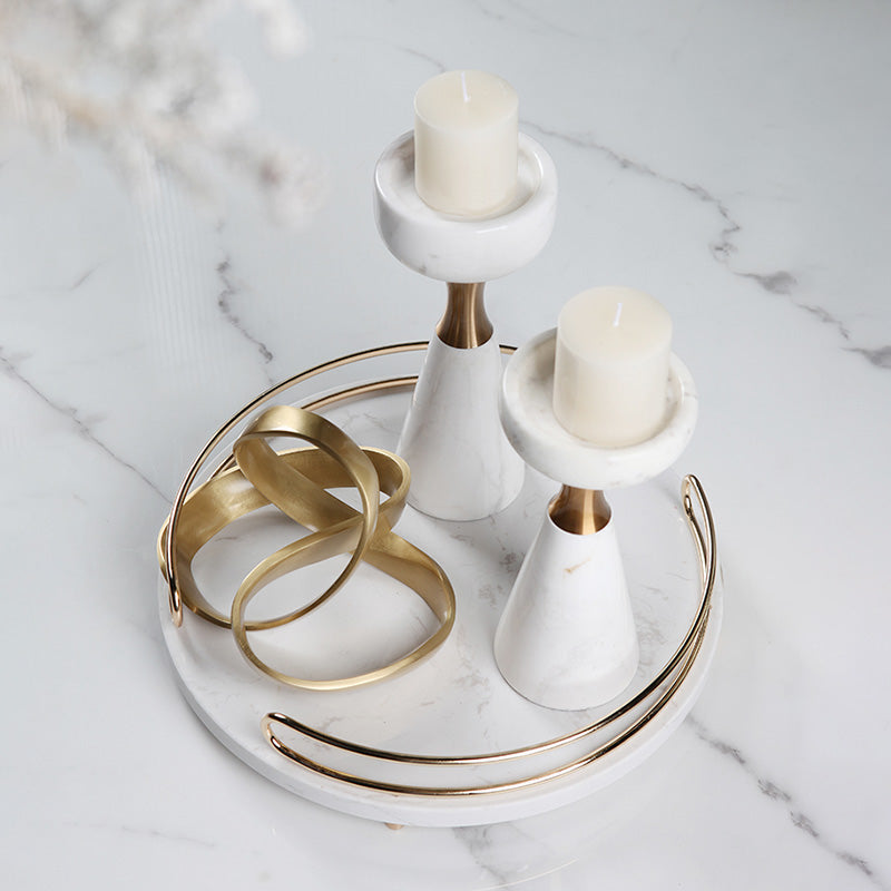 Elegant White Marble Candle Holder for Stylish Home Decor NALANI