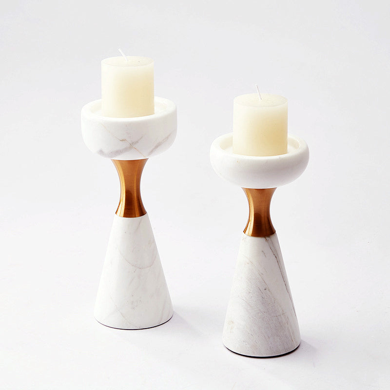 Elegant White Marble Candle Holder for Stylish Home Decor NALANI