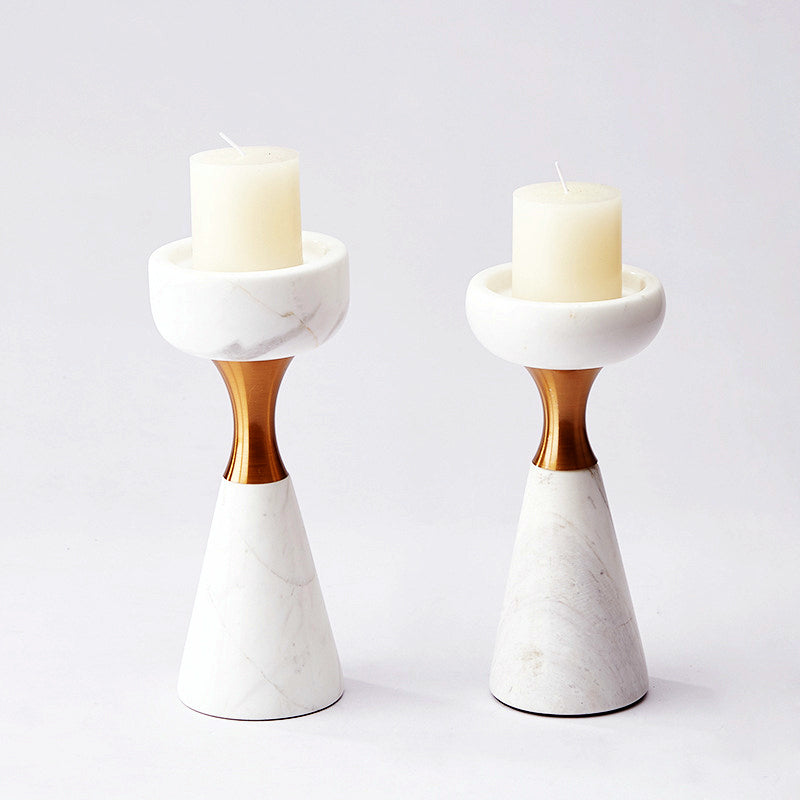Elegant White Marble Candle Holder for Stylish Home Decor NALANI