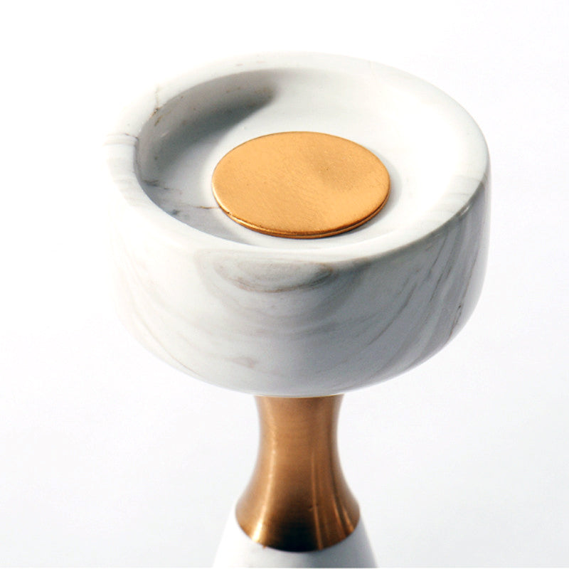Elegant White Marble Candle Holder for Stylish Home Decor NALANI