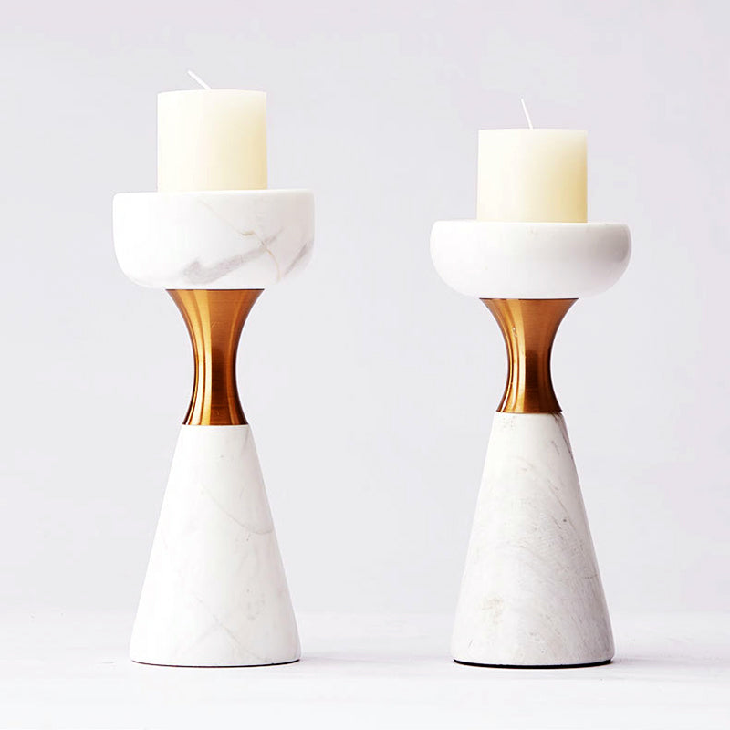 Elegant White Marble Candle Holder for Stylish Home Decor NALANI