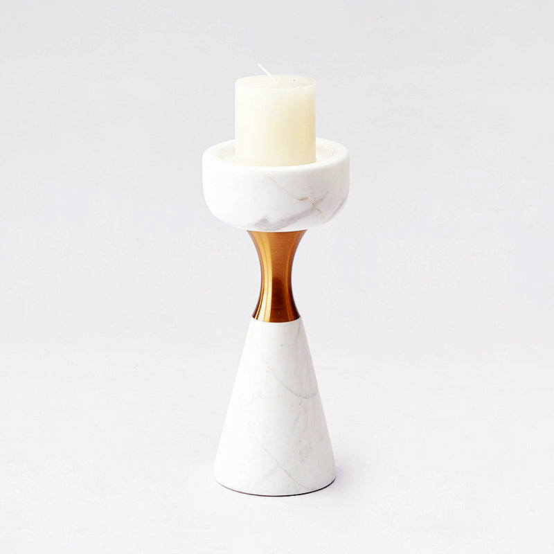 Elegant White Marble Candle Holder for Stylish Home Decor Big NALANI