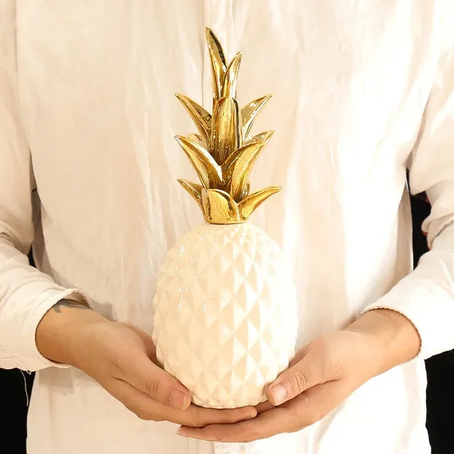 Gold Pineapple Home Decor for Tropical Elegance and Style White NALANI