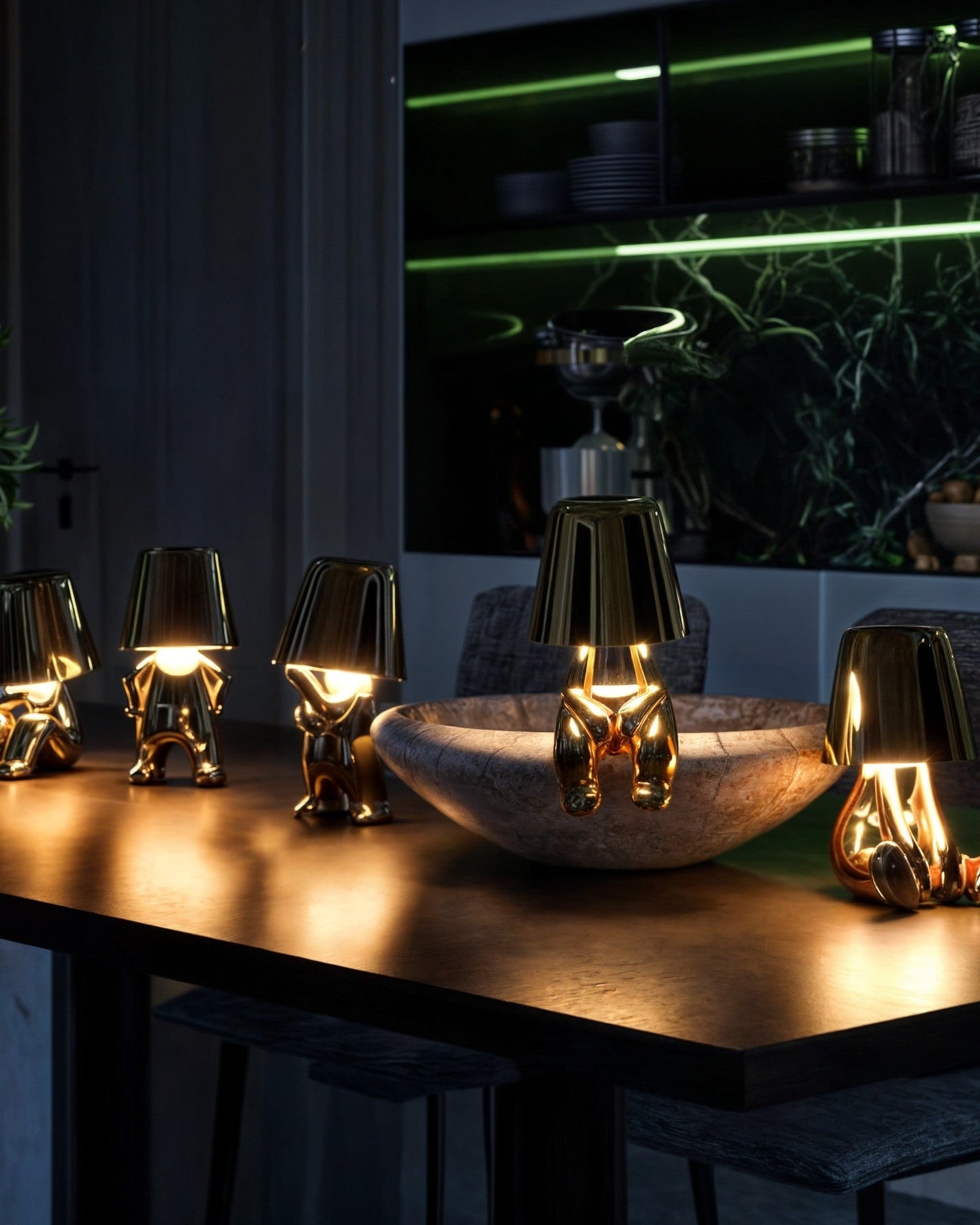 Golden USB rechargeable table lamp with dimmer function 1800mAh NALANI