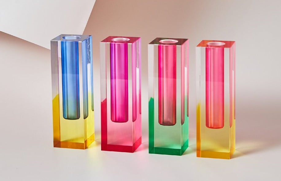 Modern Acrylic Prism Vase and Desk Organizer in Rainbow Colors NALANI