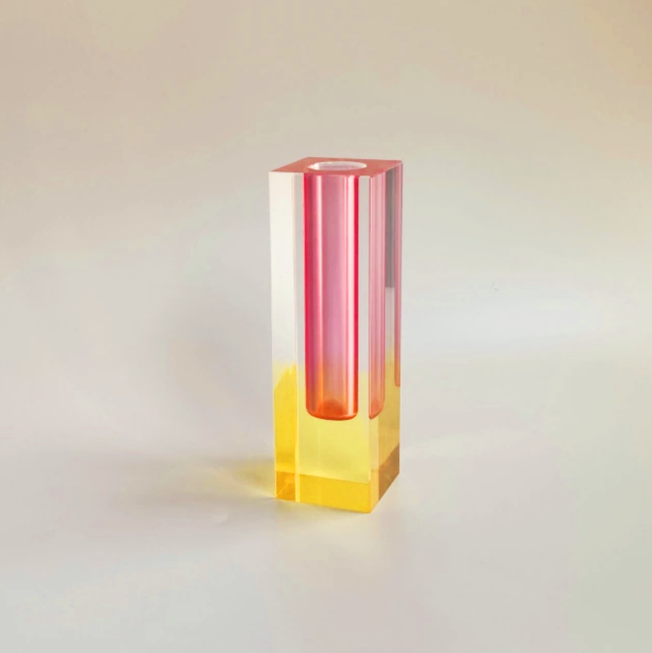 Modern Acrylic Prism Vase and Desk Organizer in Rainbow Colors Pink Yellow Short NALANI