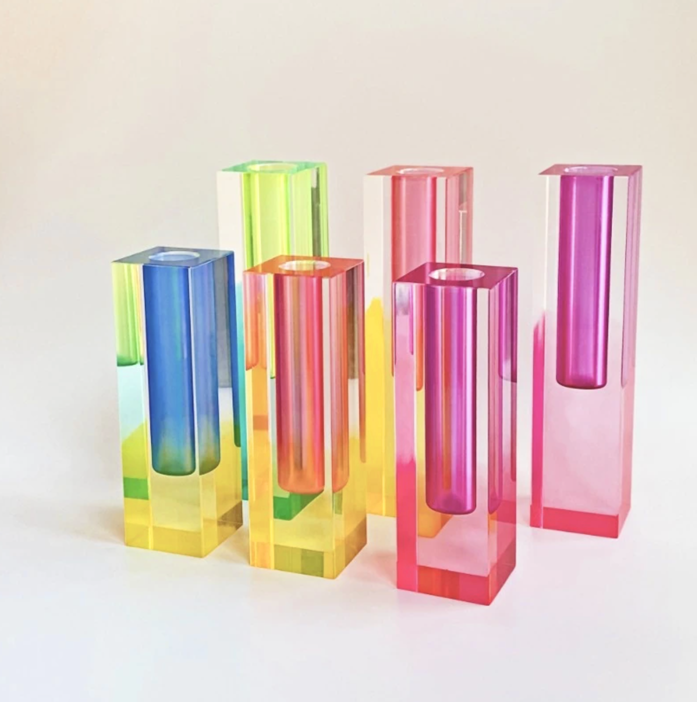 Modern Acrylic Prism Vase and Desk Organizer in Rainbow Colors NALANI