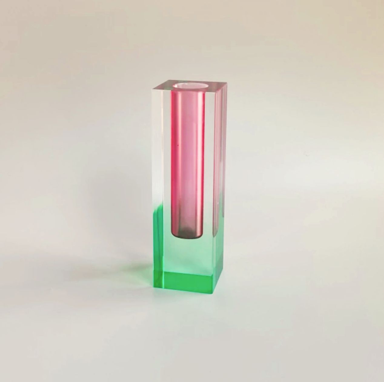 Modern Acrylic Prism Vase and Desk Organizer in Rainbow Colors Pink Lime Short NALANI