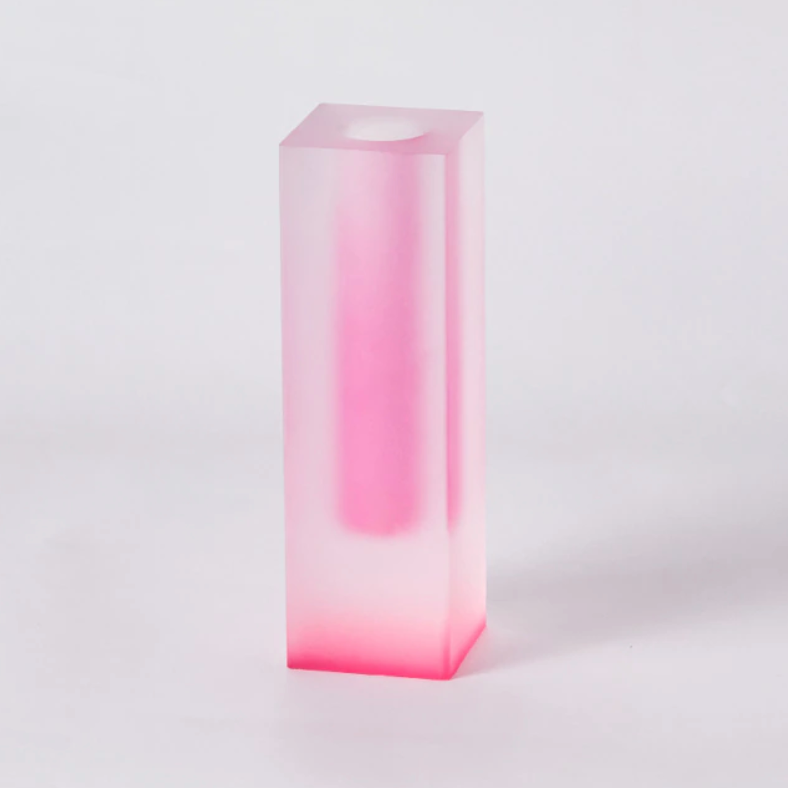 Modern Acrylic Prism Vase and Desk Organizer in Rainbow Colors Fuchsia Pink Matte Short NALANI