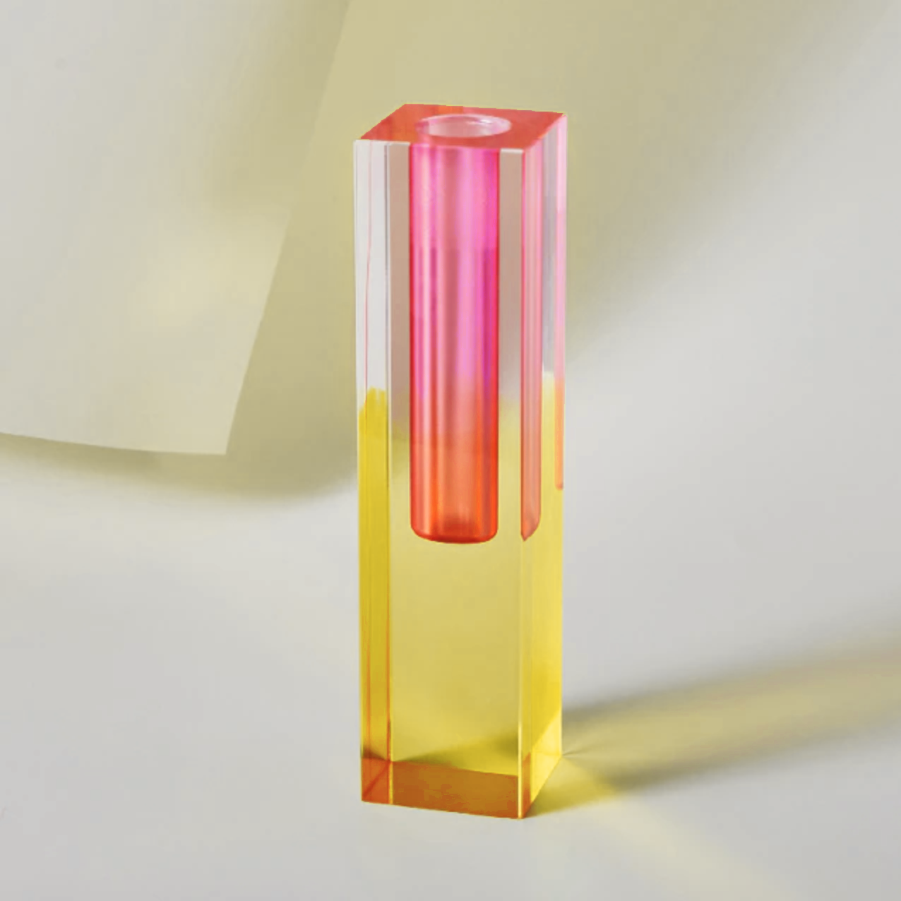 Modern Acrylic Prism Vase and Desk Organizer in Rainbow Colors Pink Yellow Long NALANI