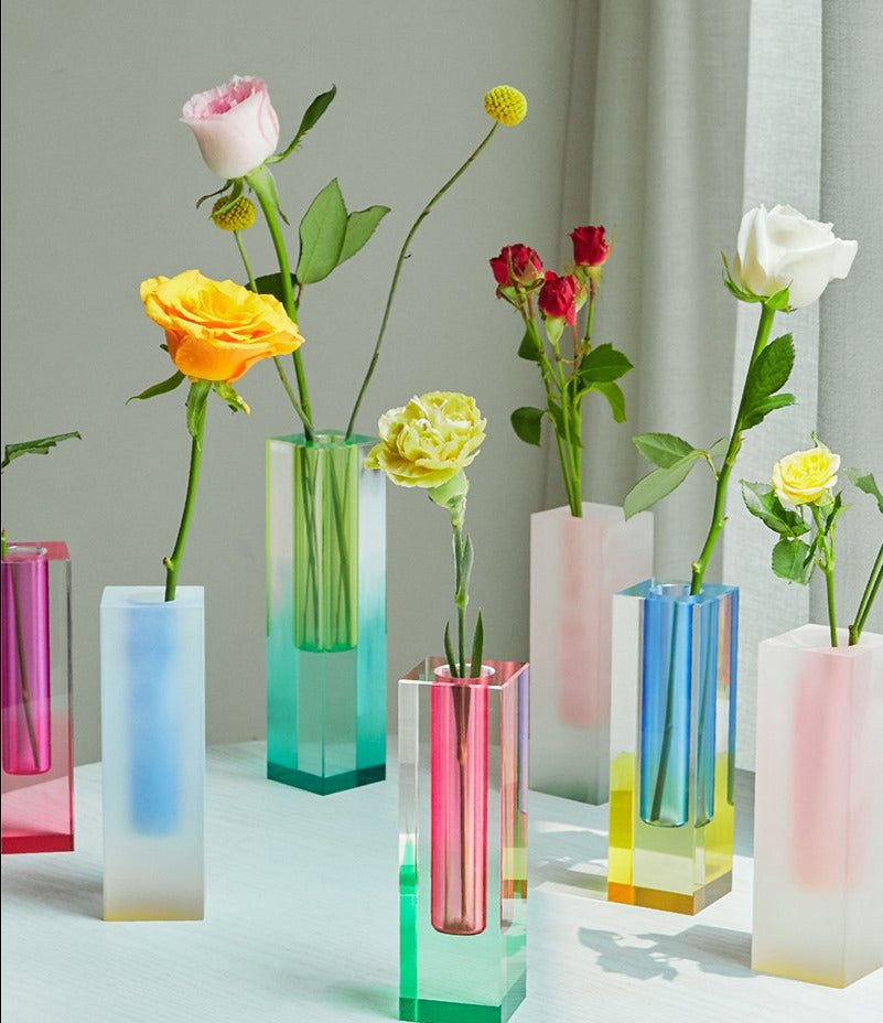 Modern Acrylic Prism Vase and Desk Organizer in Rainbow Colors NALANI