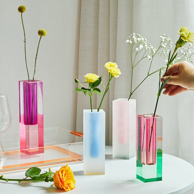 Modern Acrylic Prism Vase and Desk Organizer in Rainbow Colors NALANI