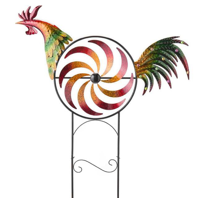 Stunning Iridescent Wind Spinner Rooster Garden Decor NALANI