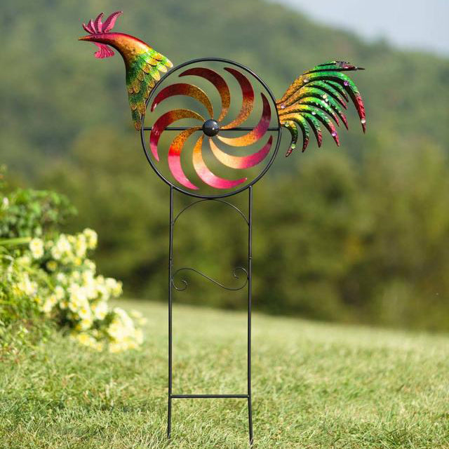 Stunning Iridescent Wind Spinner Rooster Garden Decor NALANI