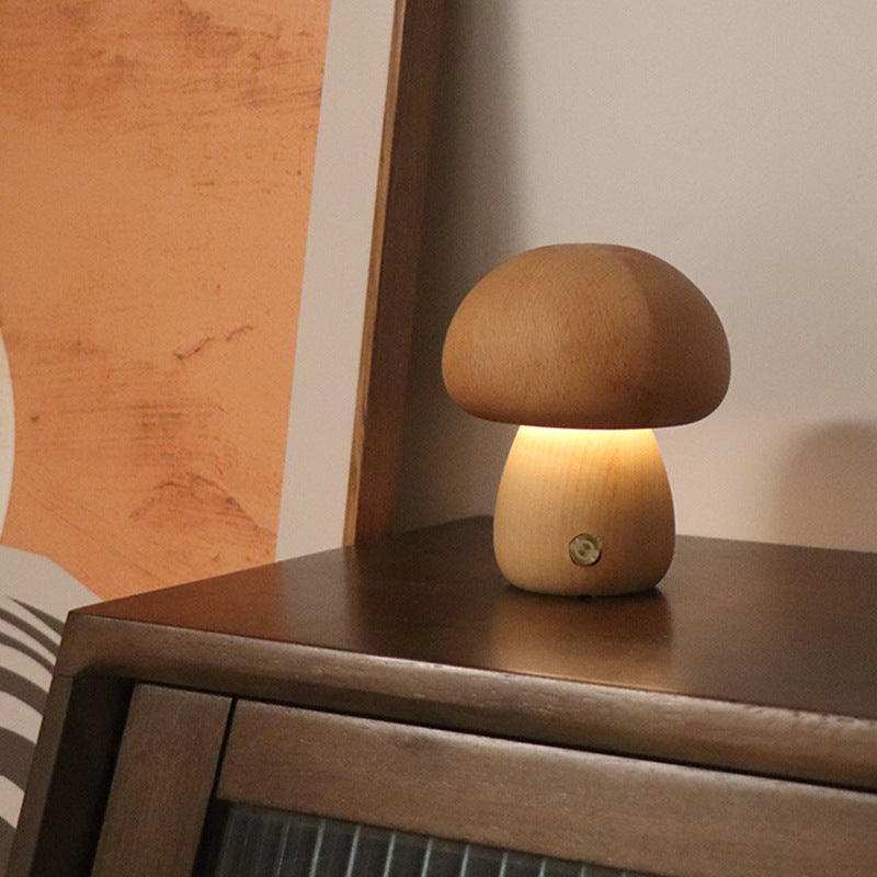 Navetti | Wooden Mushroom LED Night Light with Touch Switch Navetti | D Brown NaLani