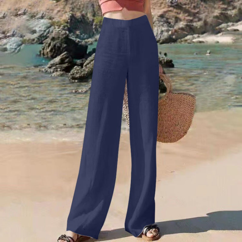Ovara | Women's Wide-Leg Pants Trousers - High Waist - Breathable Lightweight Fabric