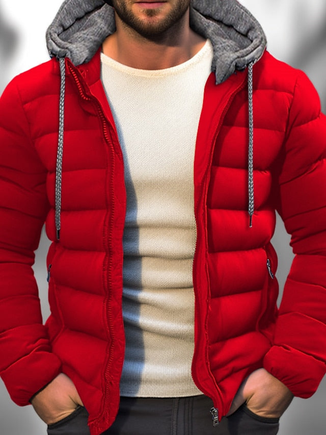 Marbo | Mens Lightweight Winter Coat With Zipper Hood Drawstring