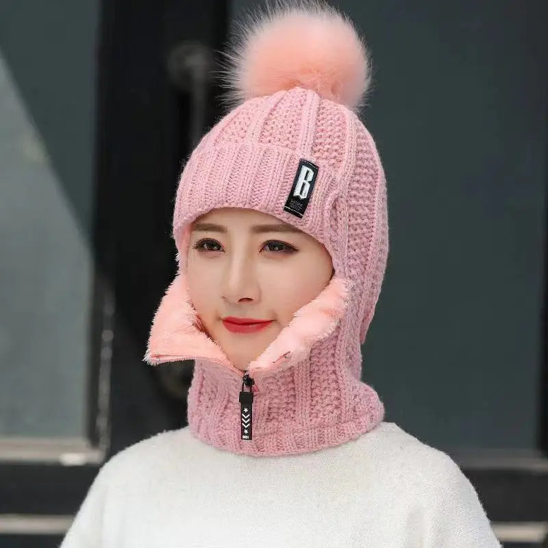 Cozy Knit Winter Beanie With Pom Pom For Cold Weather PINK NALANI
