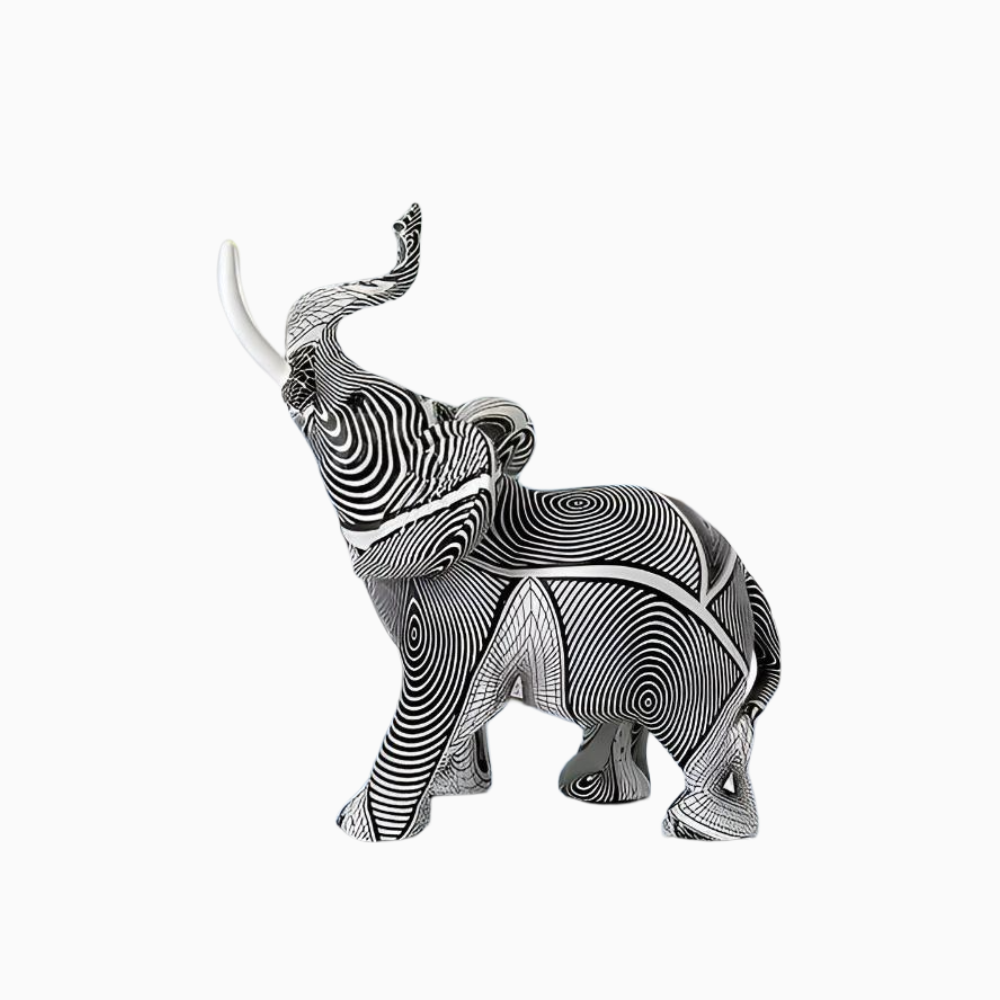 Black and White Spiral Elephant Figurine for Home Décor Accent NaLani