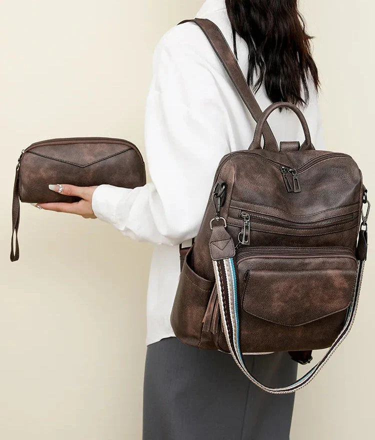 Vegan Leather Womens Backpack With Gift Bag Padded Straps NALANI