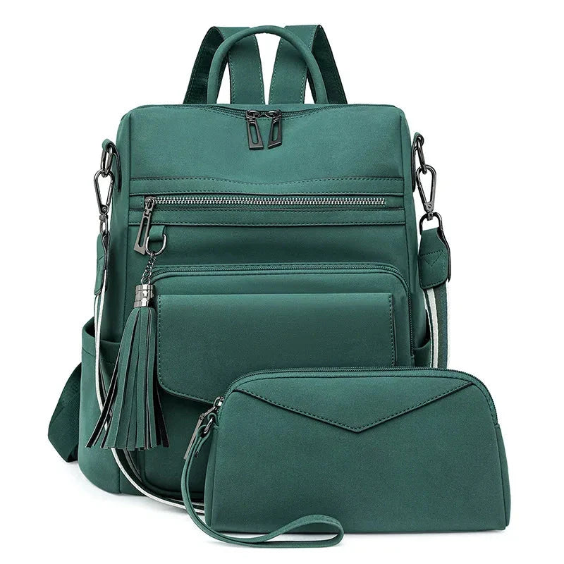 Vegan Leather Womens Backpack With Gift Bag Padded Straps Green NALANI