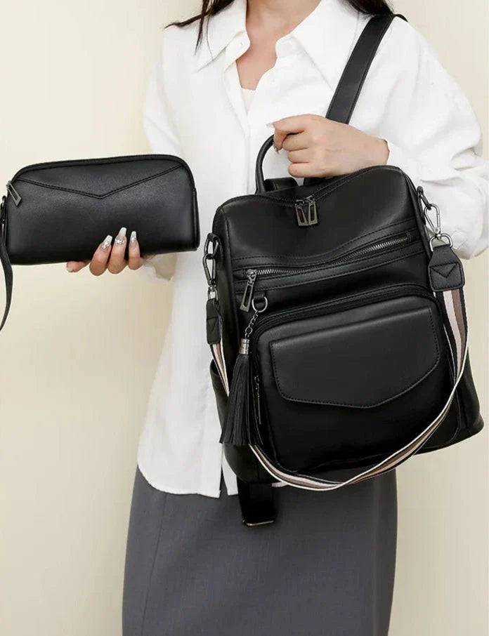 Vegan Leather Womens Backpack With Gift Bag Padded Straps NALANI