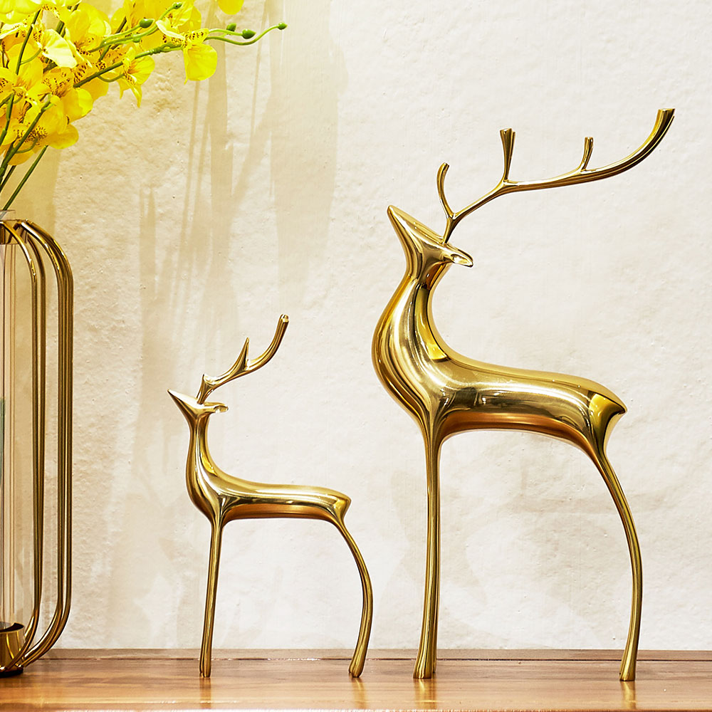 Decorative Golden Reindeer Figurines for Holiday Home Decor NaLani