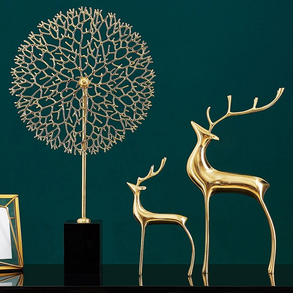 Decorative Golden Reindeer Figurines for Holiday Home Decor NaLani