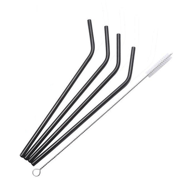 Eco Friendly Matte Metal Straws Set Reusable Kitchen Black NALANI