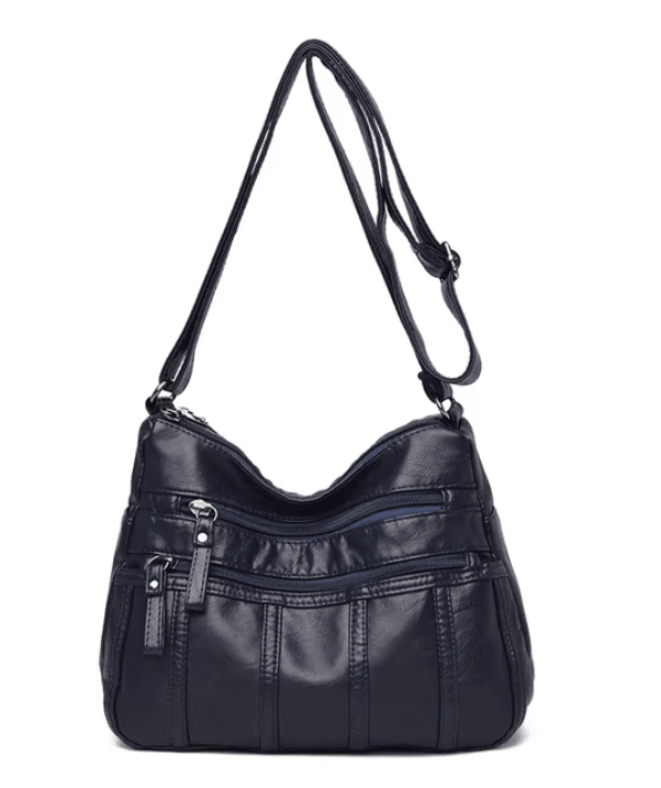 Vegan Leather Crossbody Bag For Everyday Use With Pockets Blue NALANI