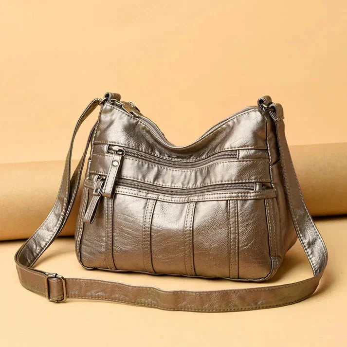 Vegan Leather Crossbody Bag For Everyday Use With Pockets Bronze NALANI