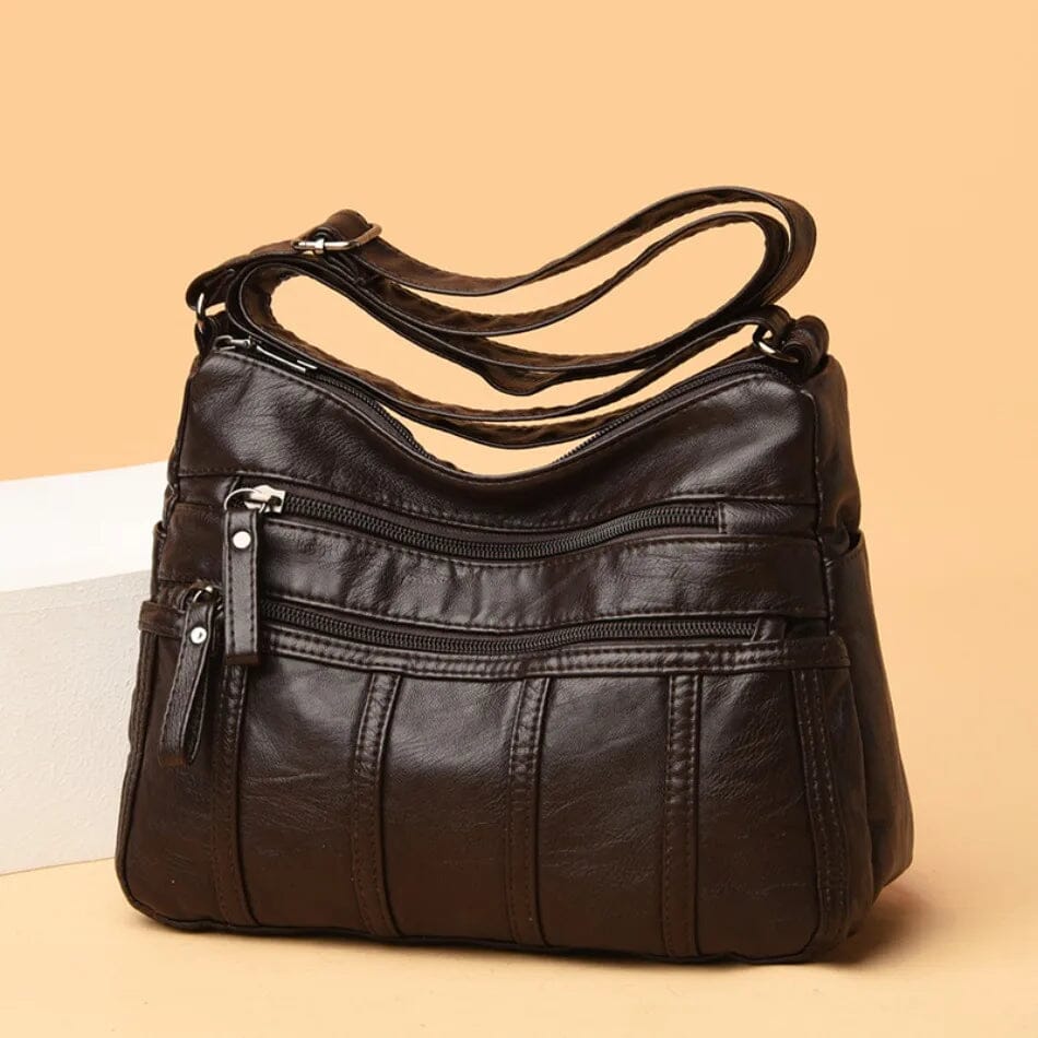 Vegan Leather Crossbody Bag For Everyday Use With Pockets Coffee NALANI