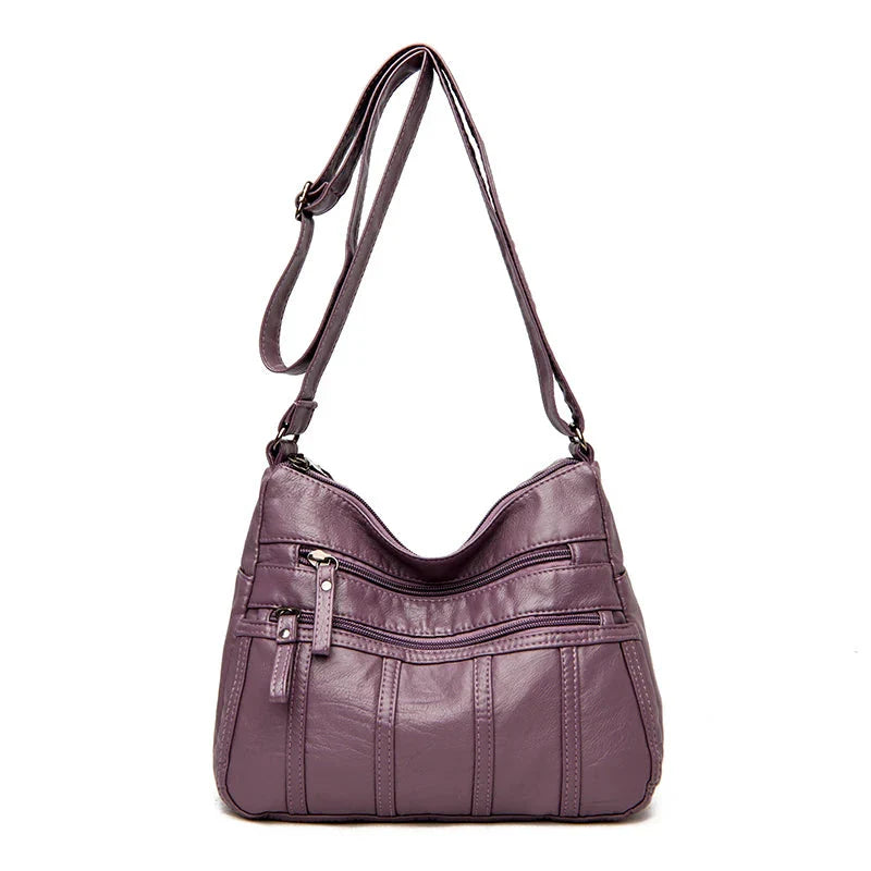 Vegan Leather Crossbody Bag For Everyday Use With Pockets Purple NALANI