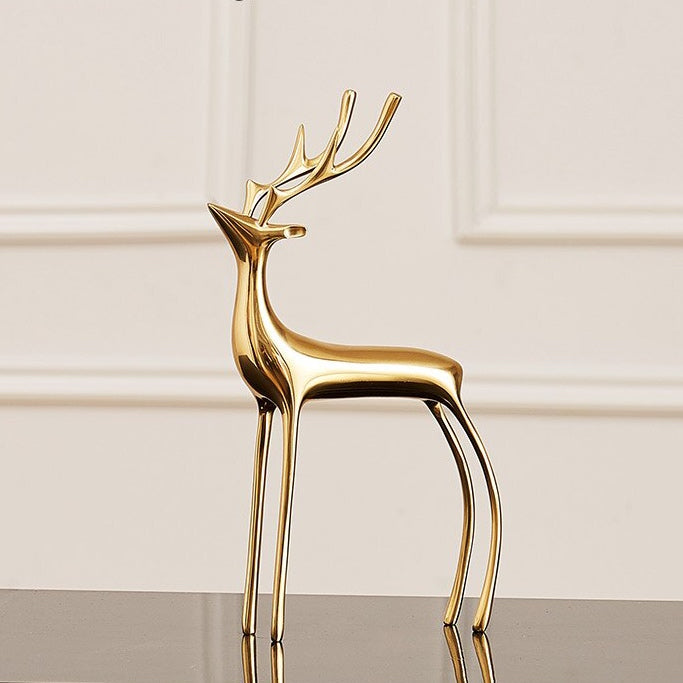 Decorative Golden Reindeer Figurines for Holiday Home Decor Small NaLani