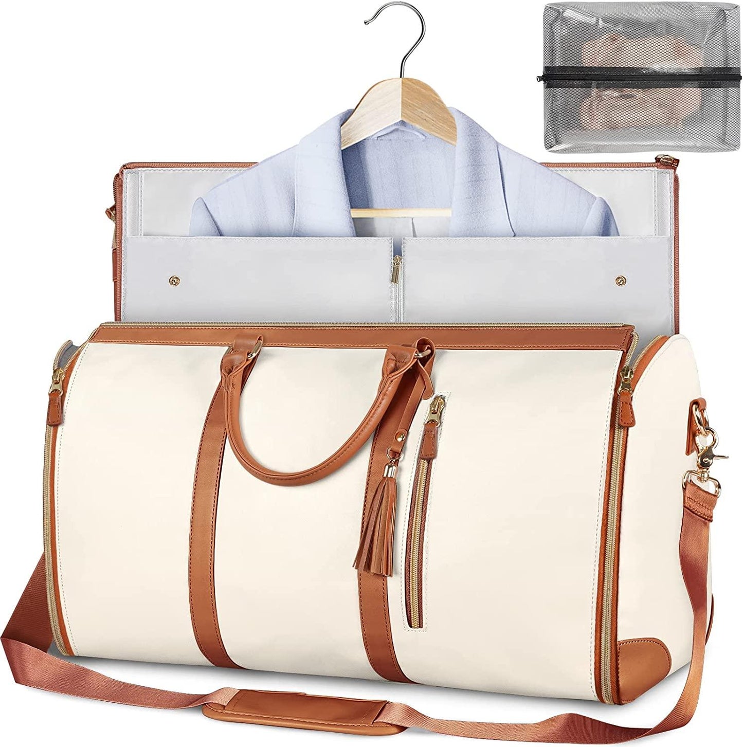 Compact Foldable Garment Storage Bag For Suits And Dresses Beige NALANI