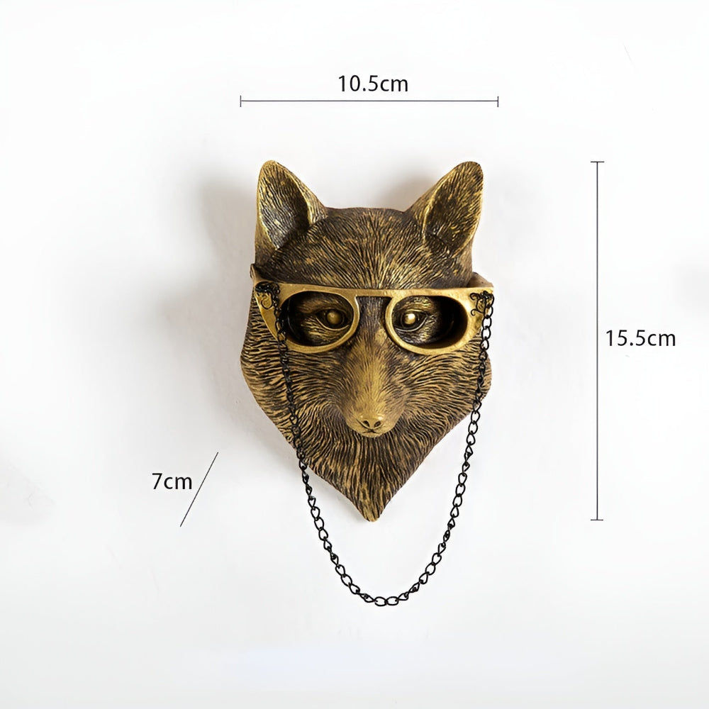 Hanging Wall Art Animal Sculptures Handmade Resin Hooks fox NALANI