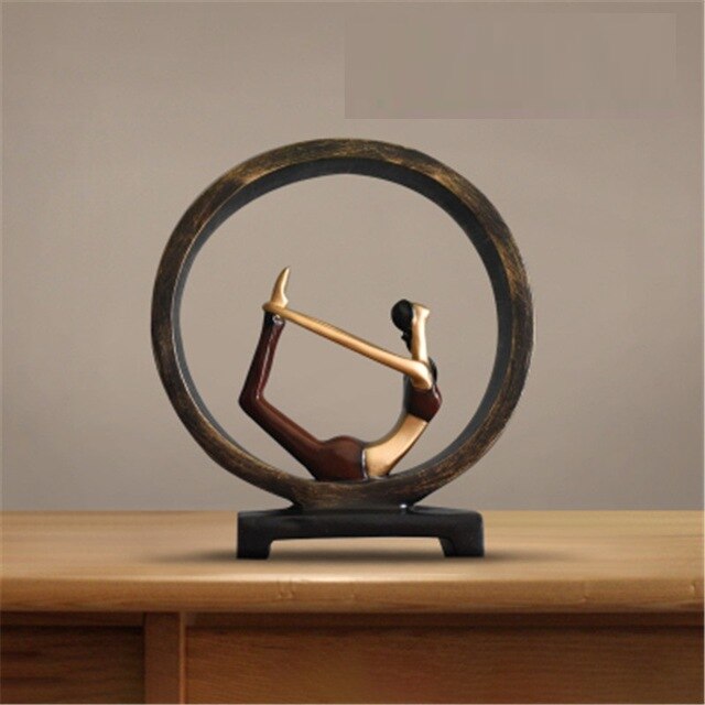 Modern Abstract Resin Yoga Sculptures for Office Décor 11 Inch Bow Pose - Red NaLani